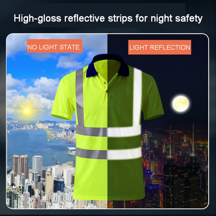 Reflective Quick-drying T-shirt Lapel Short-sleeved Safety Work Shirt, Size: XXXXL(Orange Red) - Workplace Safety Supplies by buy2fix | Online Shopping UK | buy2fix