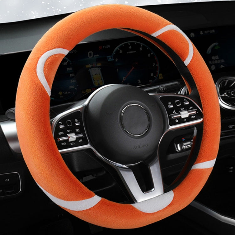 Car Steering Wheel Cartoon Short Fluff Handle Cover, Size: 38cm(Orange D Shape) - In Car by buy2fix | Online Shopping UK | buy2fix