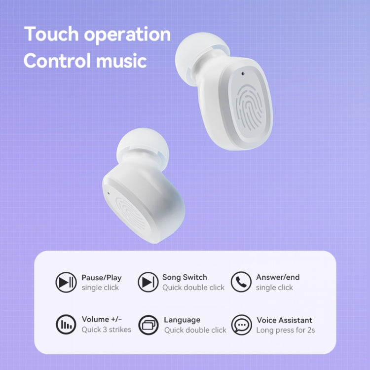 With Charging Bin Stereo Wireless Bluetooth Earphones, Style: BY17 White - Bluetooth Earphone by buy2fix | Online Shopping UK | buy2fix