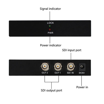 1 In 2 Out SD-SDI / HD-SDI / 3G-SDI Distribution Amplifier Video SDI Splitter(EU Plug) -  by buy2fix | Online Shopping UK | buy2fix