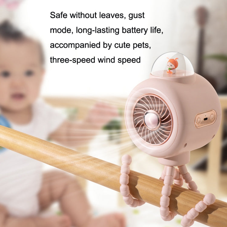 Baby Stroller Fan Home Mute Outdoor Cooling Portable Rabbit Octopus Fan Without Shake Head (White) - Electric Fans by buy2fix | Online Shopping UK | buy2fix