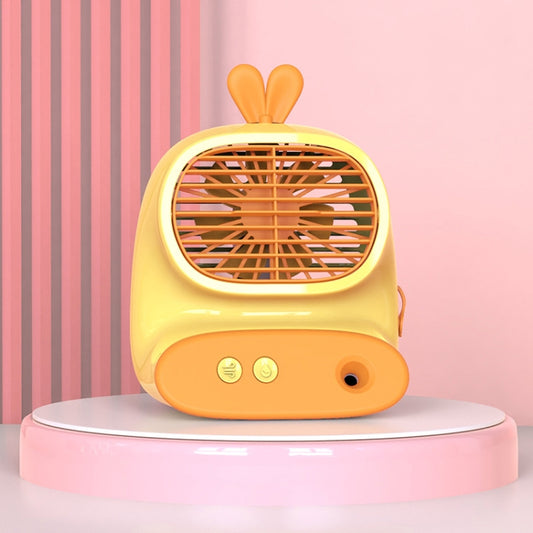 CS1319 Desktop Small Hydrating Spray Cartoon Fan Rechargeable Silent Humidifying Fan(Bunny Yellow) - Electric Fans by buy2fix | Online Shopping UK | buy2fix