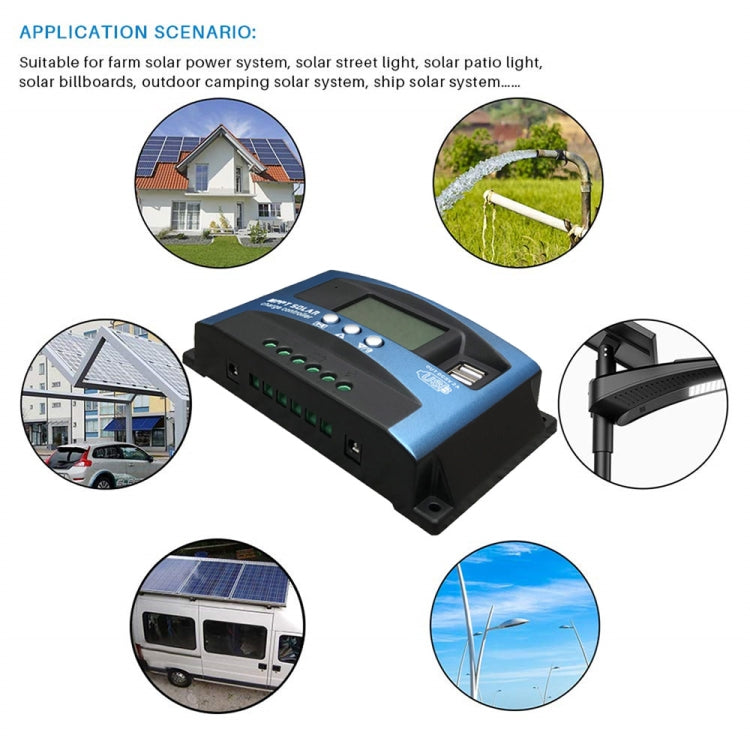 YCX-003 30-100A Solar Charging Controller with LED Screen & Dual USB Port Smart MPPT Charger, Model: 12/24V 100A - Others by buy2fix | Online Shopping UK | buy2fix