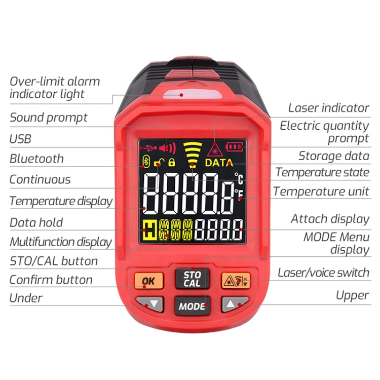 TASI TA603E -32-2200 degrees Celsius Color Screen Infrared Thermometer Industrial Electronic Thermometer - Thermostat & Thermometer by TASI | Online Shopping UK | buy2fix