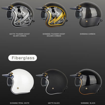 SOMAN Motorcycle Four Seasons Carbon Fiber Half Helmet, Color: FRP Pearl White(S) - Helmets by SOMAN | Online Shopping UK | buy2fix