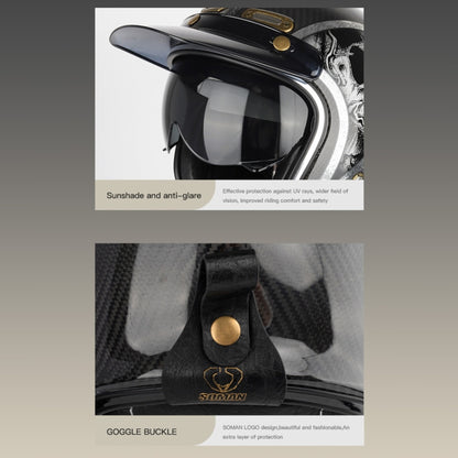 SOMAN Motorcycle Four Seasons Carbon Fiber Half Helmet, Color: Bright Carbon Fiber(XL) - Helmets by SOMAN | Online Shopping UK | buy2fix