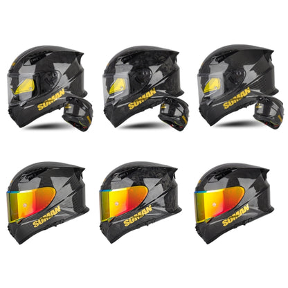 SOMAN Motorcycle Carbon Fiber Double Lens Thermal Safety Helmet, Size: M(Snake Carbon Fiber) - Helmets by SOMAN | Online Shopping UK | buy2fix