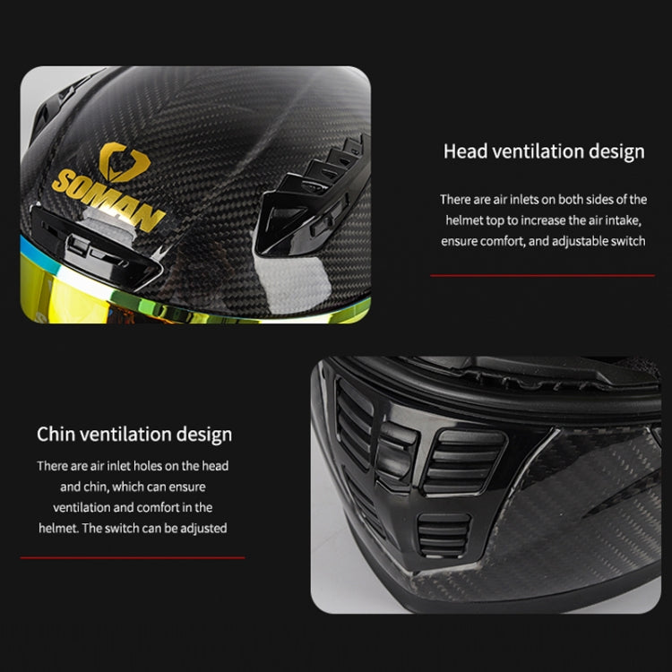 SOMAN Motorcycle Carbon Fiber Double Lens Thermal Safety Helmet, Size: XL(Cheetah Print REVO) - Helmets by SOMAN | Online Shopping UK | buy2fix