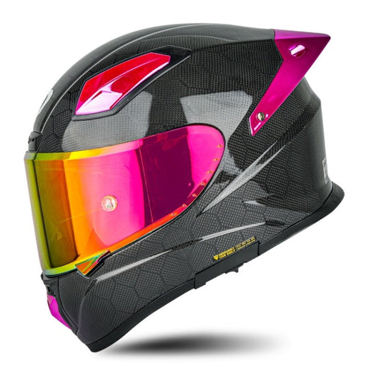 SOMAN Four Seasons Full Cover Motorcycle Helmet, Size: XL(Snake Carbon Fiber Red Purple) - Helmets by SOMAN | Online Shopping UK | buy2fix