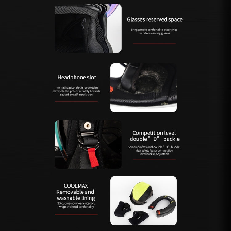 SOMAN Four Seasons Full Cover Motorcycle Helmet, Size: XL(Snake Carbon Fiber Black) - Helmets by SOMAN | Online Shopping UK | buy2fix