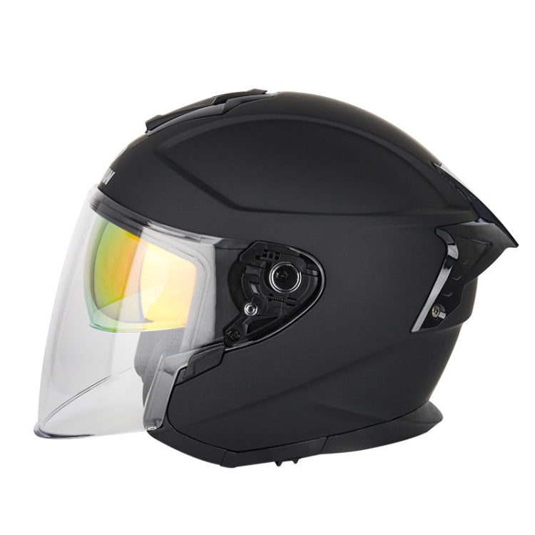 SOMAN Motorcycle Electric Bicycle Dual Lens Riding Helmet, Size: XXL(Matte Black) - Helmets by SOMAN | Online Shopping UK | buy2fix