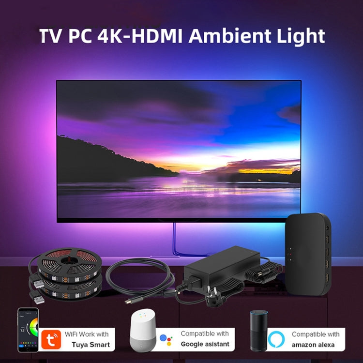 HDMI 2.0-PRO Smart Ambient TV Led Backlight Led Strip Lights Kit Work With TUYA APP Alexa Voice Google Assistant 2 x 1m(UK Plug) - Casing Waterproof Light by buy2fix | Online Shopping UK | buy2fix