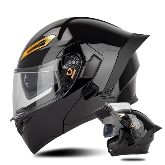 SOMAN Motorcycle Dual Lens Riding Peel-Off Full Coverage Helmet, Size: M(Bright Black) - Helmets by SOMAN | Online Shopping UK | buy2fix