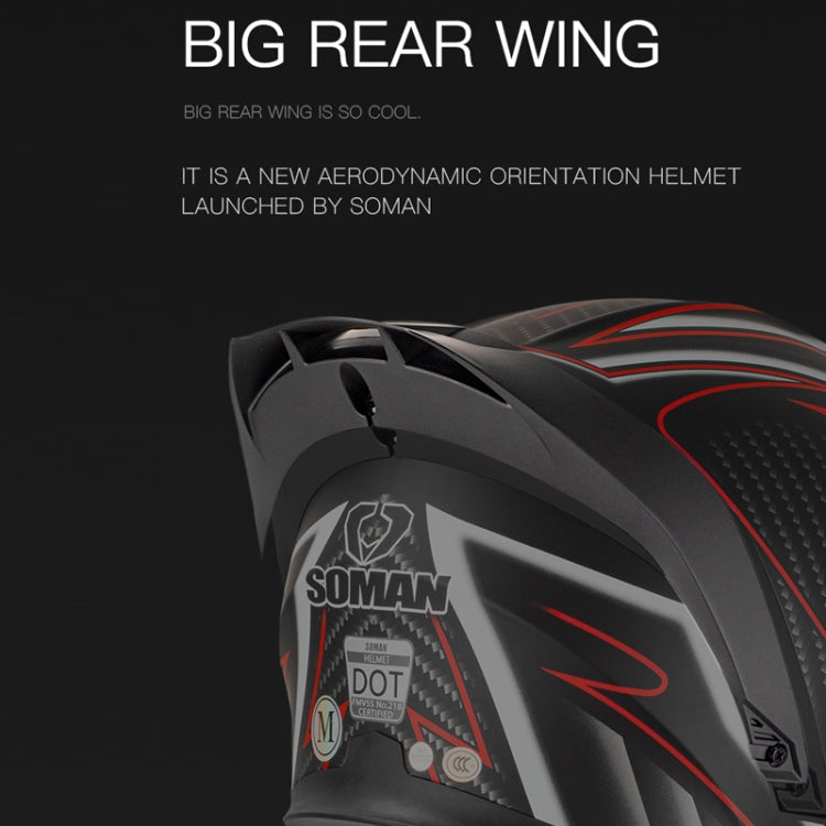 SOMAN Motorcycle Dual Lens Riding Peel-Off Full Coverage Helmet, Size: L(Bright Black) - Helmets by SOMAN | Online Shopping UK | buy2fix