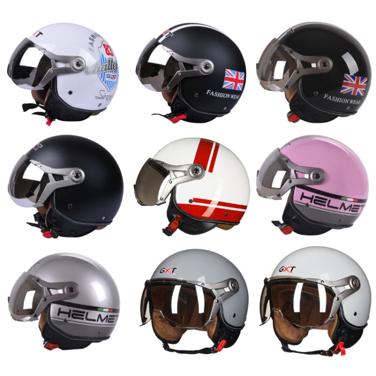 GXT Electric Vehicle Half Cover Helmet Four Seasons Retro Helmet, Size: XL(Pink Flower) - Helmets by GXT | Online Shopping UK | buy2fix