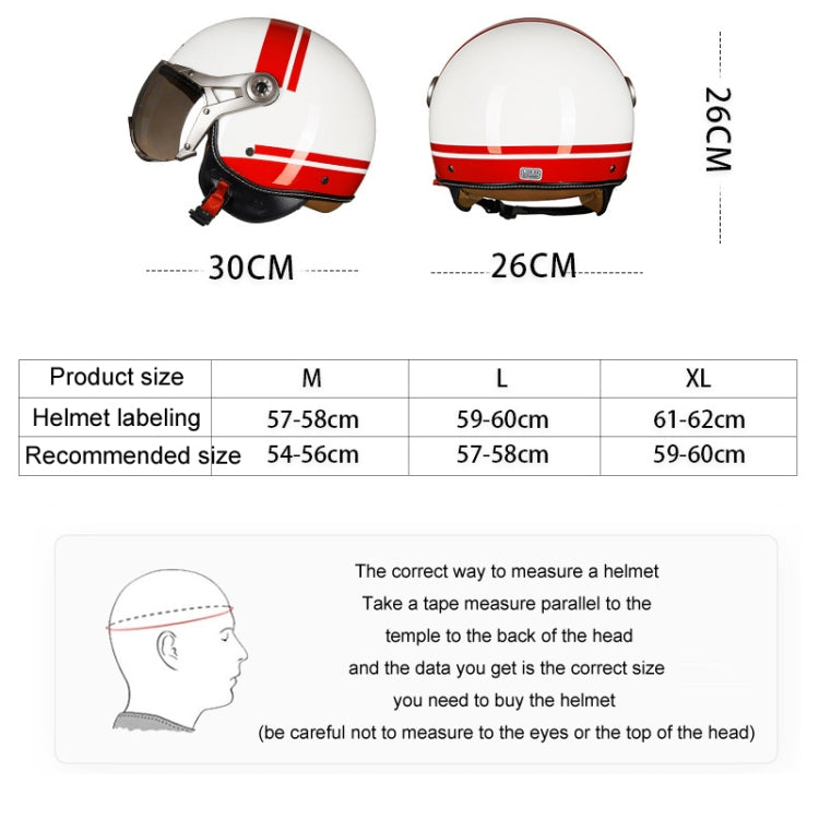 GXT Electric Vehicle Half Cover Helmet Four Seasons Retro Helmet, Size: M(Painted White Red Stripes) - Helmets by GXT | Online Shopping UK | buy2fix
