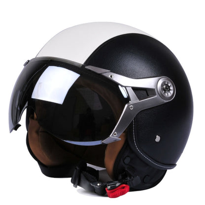 GXT Electric Vehicle Half Cover Four Seasons Retro Helmet, Size: M(Black White) - Helmets by GXT | Online Shopping UK | buy2fix