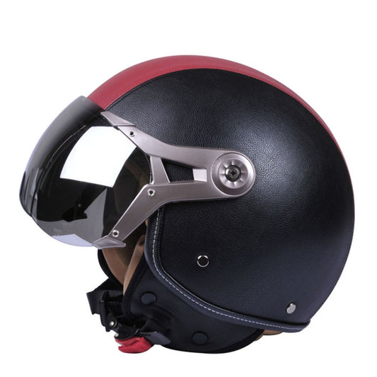 GXT Electric Vehicle Half Cover Four Seasons Retro Helmet, Size: L(Black Red) - Helmets by GXT | Online Shopping UK | buy2fix