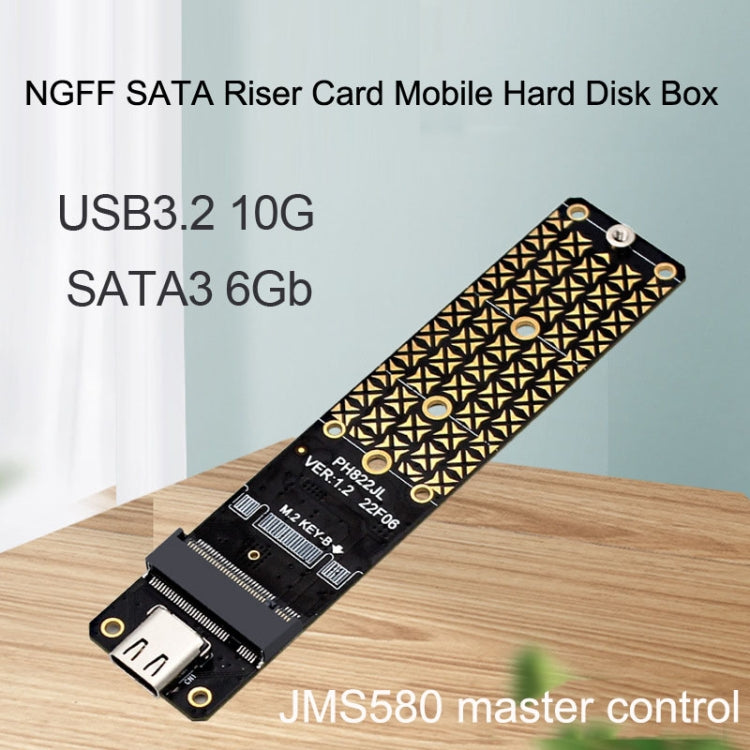 NGFF M.2 Bkey SATA Hard Disk SSD To USB3.1 Type-C / USB-C Expansion Card Conversion Board(Black) - Add-on Cards by buy2fix | Online Shopping UK | buy2fix