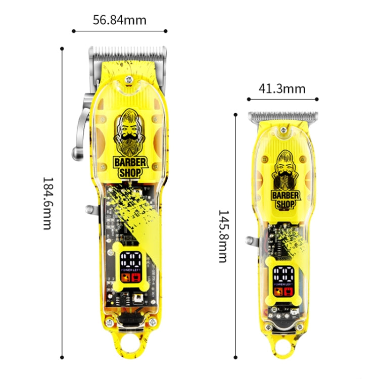 Haircutter Set Transparent Body Oil Head Electric Hair Clipper Men Home Electric Pusher(Scissors Yellow) - Hair Trimmer by buy2fix | Online Shopping UK | buy2fix