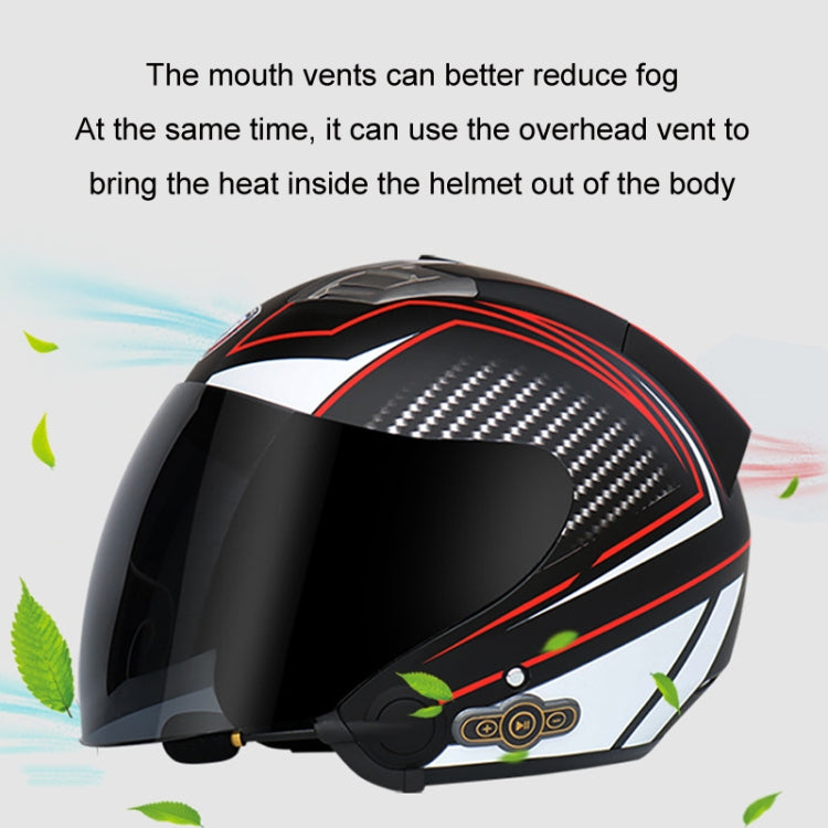 KUQIBAO Motorcycle Smart Bluetooth Sun Protection Double Lens Safety Helmet, Size: XXL(White+Black Tail) - Helmets by KUQIBAO | Online Shopping UK | buy2fix