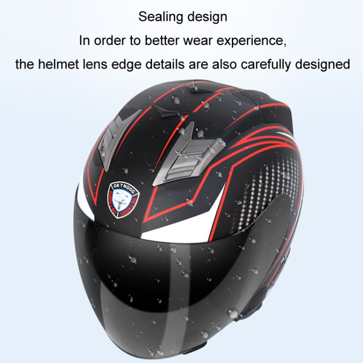 KUQIBAO Motorcycle Smart Bluetooth Sun Protection Double Lens Safety Helmet, Size: XL(Bright Black+Black Tail) - Helmets by KUQIBAO | Online Shopping UK | buy2fix