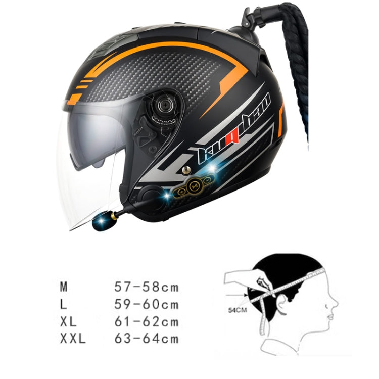KUQIBAO Motorcycle Bluetooth Headset Double Lens Helmet With Braid, Size: XL(White Phantom Fiber) - Helmets by KUQIBAO | Online Shopping UK | buy2fix
