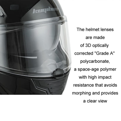 KUQIBAO Motorcycle Dual Lens Anti-Fog Helmet With LED Light, Size: M(White) - Helmets by KUQIBAO | Online Shopping UK | buy2fix