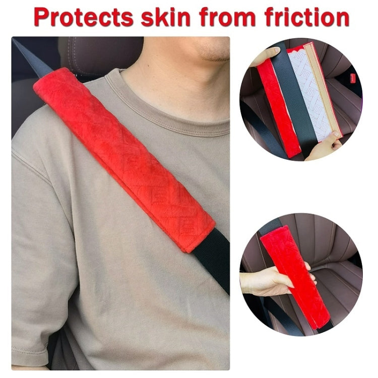 1pair Car Plush Seat Belt Embroidered Shoulder Pad Cover(Gray) - Seat Belts & Padding by buy2fix | Online Shopping UK | buy2fix