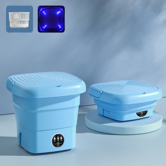 4.5L Mini Portable Folding Household Washing Machine Underwear Washer, Color: Lake Blue + Blue light antibacterial(EU Plug) - Washing Machines & Accessories by buy2fix | Online Shopping UK | buy2fix