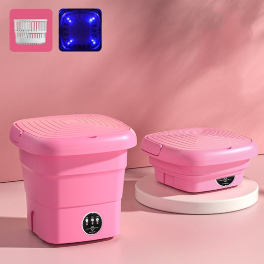 4.5L Mini Portable Folding Household Washing Machine Underwear Washer, Color: Fruit Pink + Blue light antibacterial(US Plug) - Washing Machines & Accessories by buy2fix | Online Shopping UK | buy2fix