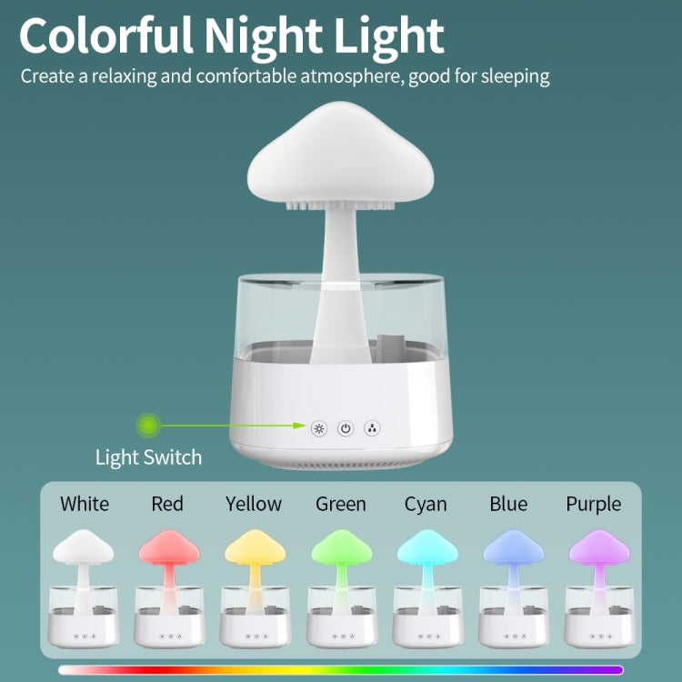 CH08 450ml Rain Humidifier Mushroom Cloud Colorful Night Lamp Aromatherapy Machine, Style: Without Remote Controller(Light Wood Grain) - Air Purifiers & Accessories by buy2fix | Online Shopping UK | buy2fix