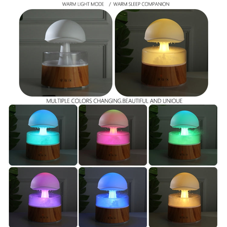 500ml Rain Humidifier Mushroom Cloud Colorful Night Lamp Aromatherapy Machine With Remote Control, Style: Rechargeable(White) - Air Purifiers & Accessories by buy2fix | Online Shopping UK | buy2fix