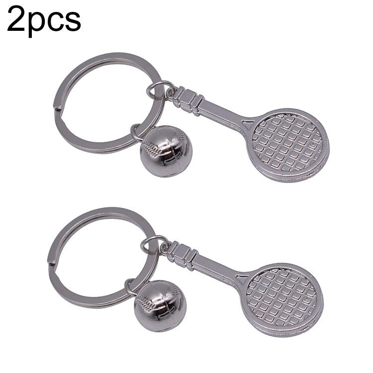 2pcs Simulation Tennis Racket Metal Key Chain Small Gift(BY-297) - Key Rings by buy2fix | Online Shopping UK | buy2fix