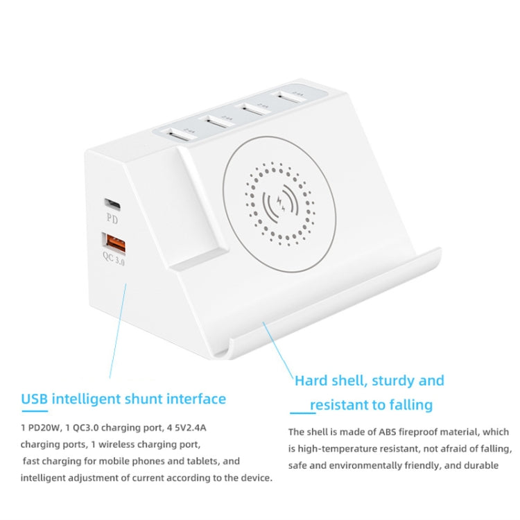 PD 20W +QC 3.0 Wireless Charging+6 Ports Multi-function Charger(UK Plug) - Multifunction Charger by buy2fix | Online Shopping UK | buy2fix