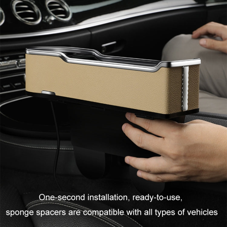 Car Seat Gap Storage Box Multifunctional Mobile Phone USB Charger, Color: QC3.0 Brown - Stowing Tidying by buy2fix | Online Shopping UK | buy2fix