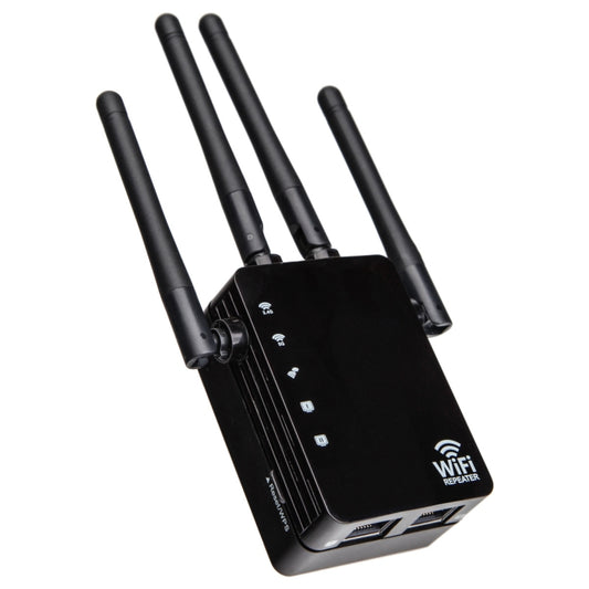 5G/2.4G 1200Mbps WiFi Range Extender WiFi Repeater With 2 Ethernet Ports EU Plug Black - Broadband Amplifiers by buy2fix | Online Shopping UK | buy2fix