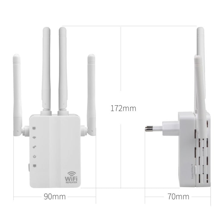 5G/2.4G 1200Mbps WiFi Range Extender WiFi Repeater With 2 Ethernet Ports US Plug White - Broadband Amplifiers by buy2fix | Online Shopping UK | buy2fix