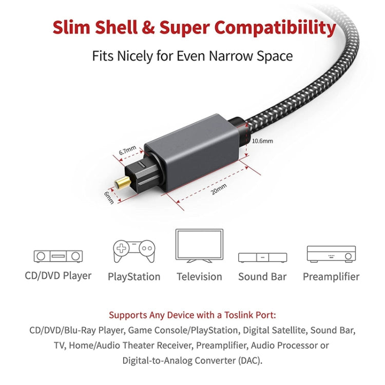 2m Digital Optical Audio Output/Input Cable Compatible With SPDIF5.1/7.1 OD5.0MM(Gray) - Audio Optical Cables by buy2fix | Online Shopping UK | buy2fix