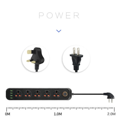 A03 2m 3000W 5 Plugs + 4-USB Ports Multifunctional Flame-retardant Socket with Switch(US Plug) - Extension Socket by buy2fix | Online Shopping UK | buy2fix