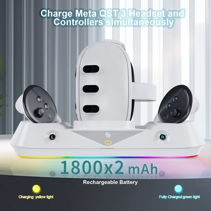 JYS-MQ001 For Meta Quest 3 VR Glasses Handle Magnetic Suction Charging Base With Battery Set VR Game Seat Charging Accessories - VR Accessories by JYS | Online Shopping UK | buy2fix