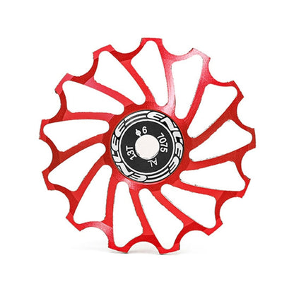 ENLEE Mountain Bicycle Rear Derailleur Guide Wheel Ceramic Bearing Tension Pulley, Size: 13T(Red) - Guide wheels by ENLEE | Online Shopping UK | buy2fix