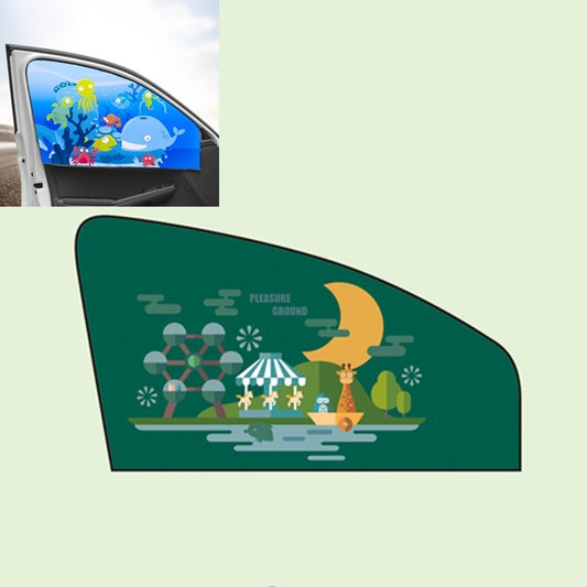 Car Cartoon Magnetic Sunshade Sunscreen Telescopic Collapsible Sunshield, Size:Driving(Amusement Park) - Window Foils & Solar Protection by buy2fix | Online Shopping UK | buy2fix