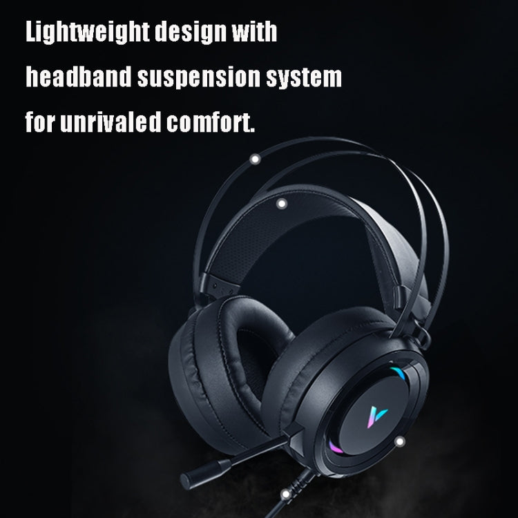 Rapoo VH500C Desktop Computer 7.1 Channel RGB Luminous Game Headset with Short Microphone, Cable Length: 2.2m(Black) - Multimedia Headset by Rapoo | Online Shopping UK | buy2fix