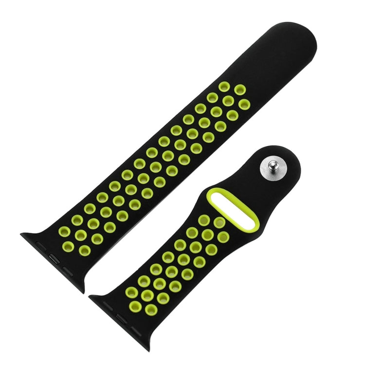 For Apple Watch Series 7 41mm / 6 & SE & 5 & 4 40mm / 3 & 2 & 1 38mm Fashionable Classical Silicone Sport Watch Band(Black Yellow) - Smart Wear by buy2fix | Online Shopping UK | buy2fix