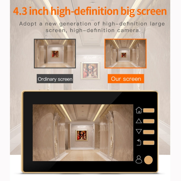 Danmini Q10 4.3 Inch Screen Motion Detection Camera Video Alarm Smart Digital Door Viewer, Support TF Card(Gold) - Security by buy2fix | Online Shopping UK | buy2fix