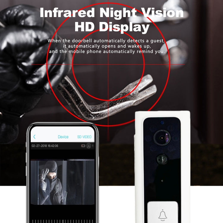 M200B WiFi Intelligent Square Button Video Doorbell, Support Infrared Motion Detection & Adaptive Rate & Two-way Intercom & Remote / PIR Wakeup(White) - Security by buy2fix | Online Shopping UK | buy2fix