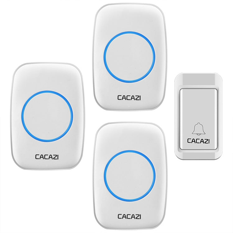 CACAZI A10G One Button Three Receivers Self-Powered Wireless Home Cordless Bell, UK Plug(White) - Wireless Doorbell by CACAZI | Online Shopping UK | buy2fix