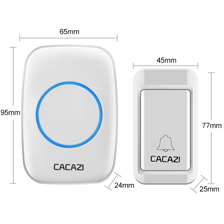 CACAZI A10G One Button Three Receivers Self-Powered Wireless Home Cordless Bell, US Plug(White) - Security by CACAZI | Online Shopping UK | buy2fix
