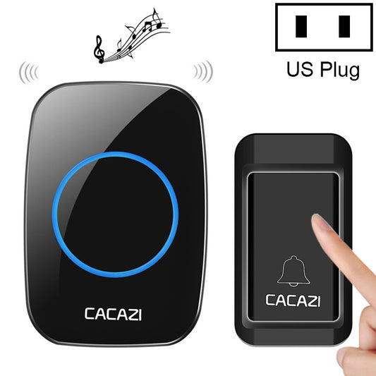 CACAZI A10G One Button One Receivers Self-Powered Wireless Home Cordless Bell, US Plug(Black) - Security by CACAZI | Online Shopping UK | buy2fix